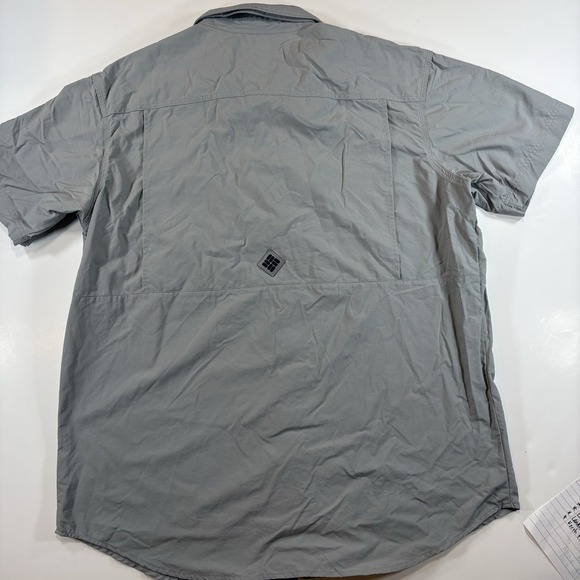 Columbia PFG Shirt Large Gray Utility Gorpcore Tactical Outdoor Minimalist Fish - Picture 2 of 8